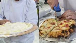 Antes e depois da pizza com gelo